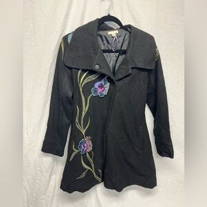 Carson wool floral embroidered coat y2k size small